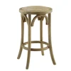 Bar Stools & Counter Height Stools-Kirkland's Home Natural Rat Upholstered Wood Counter Stool Tan