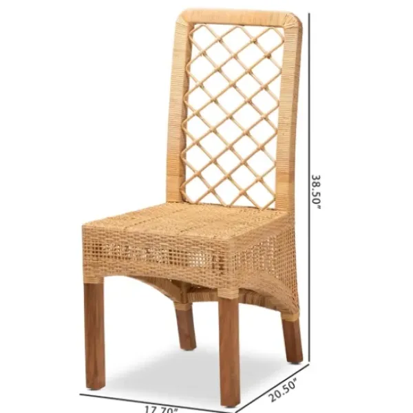 Dining Chairs-Kirkland's Home Natural Rat Woven Back Dining Chairs, Set Of 2 Tan