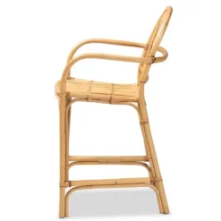 Bar Stools & Counter Height Stools-Kirkland's Home Natural Rat Woven Seat Counter Stool Tan