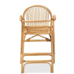 Bar Stools & Counter Height Stools-Kirkland's Home Natural Rat Woven Seat Counter Stool Tan