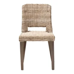 Dining Chairs-Kirkland's Home Natural Rattan Cutout Back Dining Chair Brown
