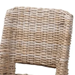 Dining Chairs-Kirkland's Home Natural Rattan Cutout Back Dining Chair Brown