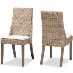 Dining Chairs-Kirkland's Home Natural Rattan High Back Dining Chairs, Set Of 2 Brown