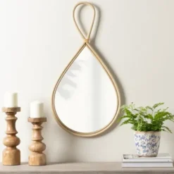 Decorative Mirrors-Kirkland's Home Natural Rattan Raindrop Wall Mirror