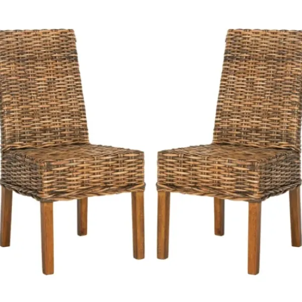 Dining Chairs-Kirkland's Home Natural Rattan Wood Woven 2-Pc. Dining Chair Set Brown