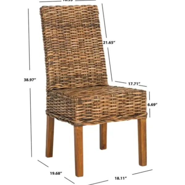 Dining Chairs-Kirkland's Home Natural Rattan Wood Woven 2-Pc. Dining Chair Set Brown