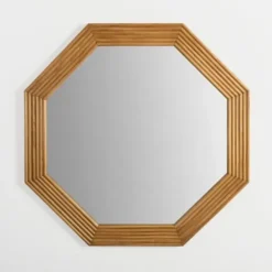 Decorative Mirrors-Kirkland's Home Natural Ribbed Frame Octagon Wall Mirror