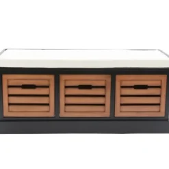 Benches & Ottomans-Kirkland's Home Natural Rustic Crate Upholstered Storage Bench White