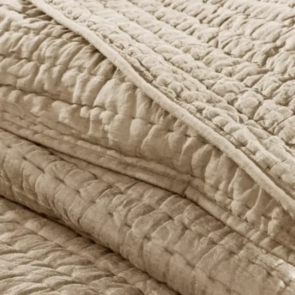 Bedspreads & Coverlets-Kirkland's Home Natural Serene Quilted 3-Pc. King Coverlet Set Tan