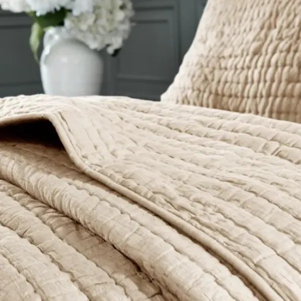 Bedspreads & Coverlets-Kirkland's Home Natural Serene Quilted 3-Pc. King Coverlet Set Tan