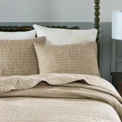 Bedspreads & Coverlets-Kirkland's Home Natural Serene Quilted 3-Pc. King Coverlet Set Tan