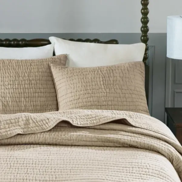Bedspreads & Coverlets-Kirkland's Home Natural Serene Quilted 3-Pc. King Coverlet Set Tan