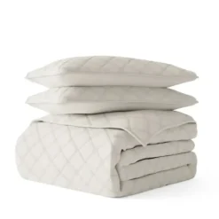 Quilts-Kirkland's Home Natural Stitched Diamond 2-Pc. Twin Quilt Set Ivory