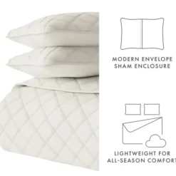 Quilts-Kirkland's Home Natural Stitched Diamond 2-Pc. Twin Quilt Set Ivory
