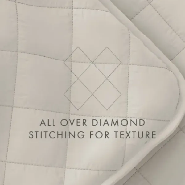 Quilts-Kirkland's Home Natural Stitched Diamond 3-Pc. King Quilt Set Ivory