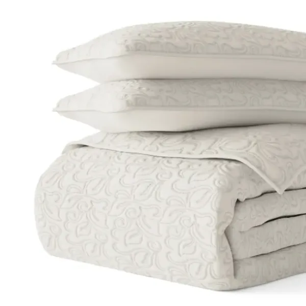 Quilts-Kirkland's Home Natural Stitched Floral 2-Pc. Twin Quilt Set Ivory
