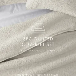 Quilts-Kirkland's Home Natural Stitched Floral 2-Pc. Twin Quilt Set Ivory