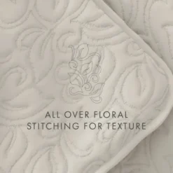 Quilts-Kirkland's Home Natural Stitched Floral 2-Pc. Twin Quilt Set Ivory