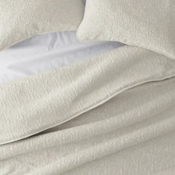 Quilts-Kirkland's Home Natural Stitched Floral 3-Pc. Queen Quilt Set Ivory