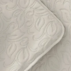 Quilts-Kirkland's Home Natural Stitched Floral 3-Pc. King Quilt Set Ivory