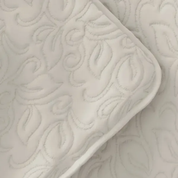 Quilts-Kirkland's Home Natural Stitched Floral 3-Pc. King Quilt Set Ivory