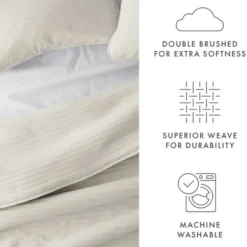 Quilts-Kirkland's Home Natural Stitched Stripes 3-Pc. Queen Quilt Set Tan/Ivory