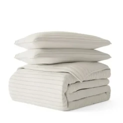 Quilts-Kirkland's Home Natural Stitched Stripes 3-Pc. King Quilt Set Tan/Ivory