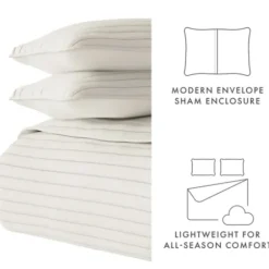 Quilts-Kirkland's Home Natural Stitched Stripes 2-Pc. Twin Quilt Set Tan/Ivory