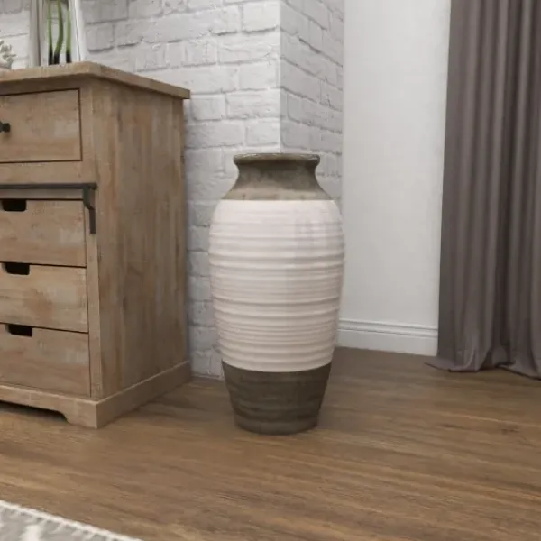 Vases-Kirkland's Home Natural Stone Two-Tone Coastal Vase Gray/White