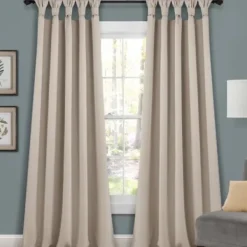 Curtains & Drapes-Kirkland's Home Natural Stripe Sheer Single Curtain Panel, 84 In. Tan/White