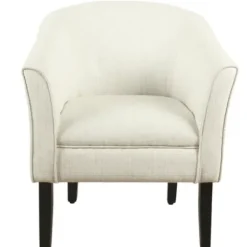 Accent Chairs-Kirkland's Home Natural Textured Barrel Accent Chair Ivory
