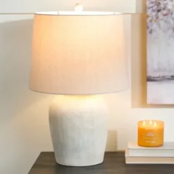 Table Lamps-Kirkland's Home Natural Textured Table Lamp Ivory