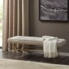 Benches & Ottomans-Kirkland's Home Natural Tufted Upholstery Tapered Leg Bench Tan