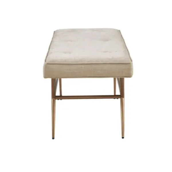 Benches & Ottomans-Kirkland's Home Natural Tufted Upholstery Tapered Leg Bench Tan