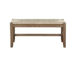 Benches & Ottomans-Kirkland's Home Natural Twisted Seagrass And Wood Bench Tan
