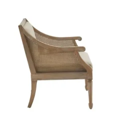 Accent Chairs-Kirkland's Home Natural Upholstery Cane Inset Accent Chair Tan