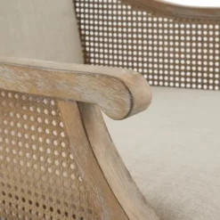 Accent Chairs-Kirkland's Home Natural Upholstery Cane Inset Accent Chair Tan