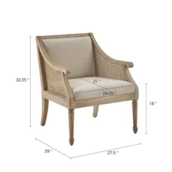 Accent Chairs-Kirkland's Home Natural Upholstery Cane Inset Accent Chair Tan