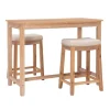 Dining Tables-Kirkland's Home Natural Wood & Upholstered Stools 3-Pc. Dining Set Tan