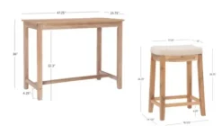 Dining Tables-Kirkland's Home Natural Wood & Upholstered Stools 3-Pc. Dining Set Tan
