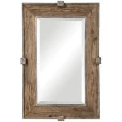 Decorative Mirrors-Kirkland's Home Natural Wood And Burnished Metal Mirror
