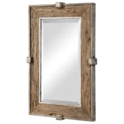 Decorative Mirrors-Kirkland's Home Natural Wood And Burnished Metal Mirror