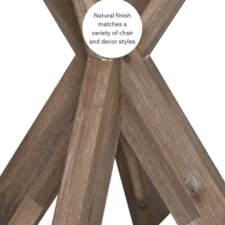 Accent & End Tables-Kirkland's Home Natural Wood And Glass Top X-Base Accent Table Tan