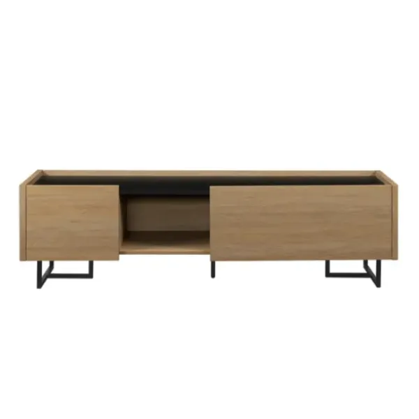 Tv Stands & Media Consoles-Kirkland's Home Natural Wood And Marble 2-Door Tv S D Tan