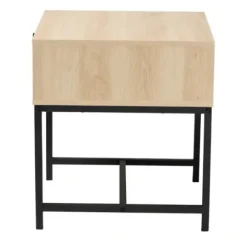 Nightstands-Kirkland's Home Natural Wood And Metal 1-Drawer Nights D Tan