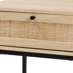 Nightstands-Kirkland's Home Natural Wood And Metal 1-Drawer Nights D Tan