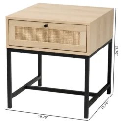 Nightstands-Kirkland's Home Natural Wood And Metal 1-Drawer Nights D Tan