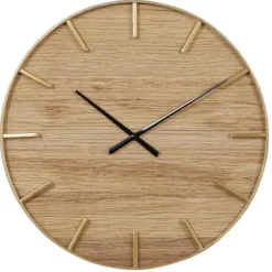 Clocks-Kirkland's Home Natural Wood And Metal Numberless Wall Clock