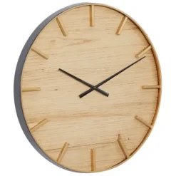 Clocks-Kirkland's Home Natural Wood And Metal Numberless Wall Clock