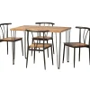 Dining Tables-Kirkland's Home Natural Wood And Metal 5-Pc. Dining Set Brown/Black
